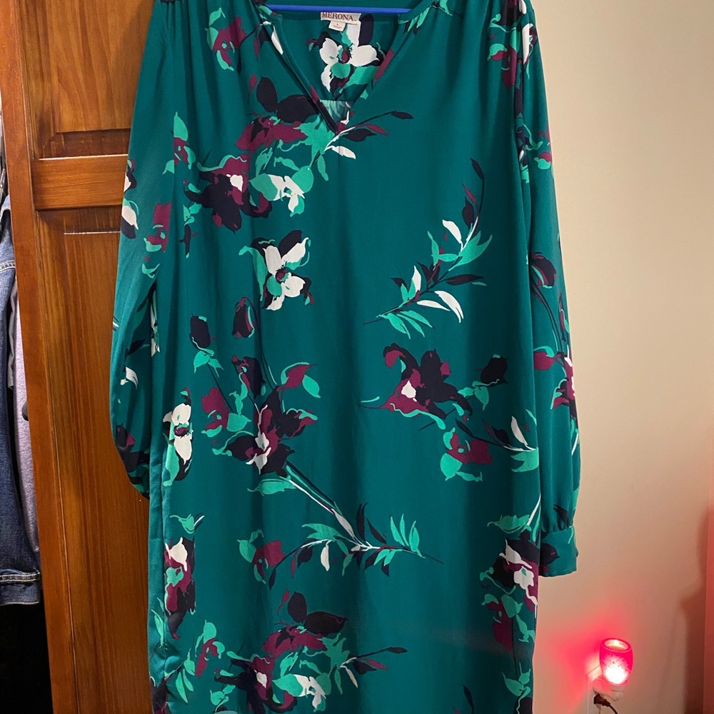 Merona Green and Black Floral Dress